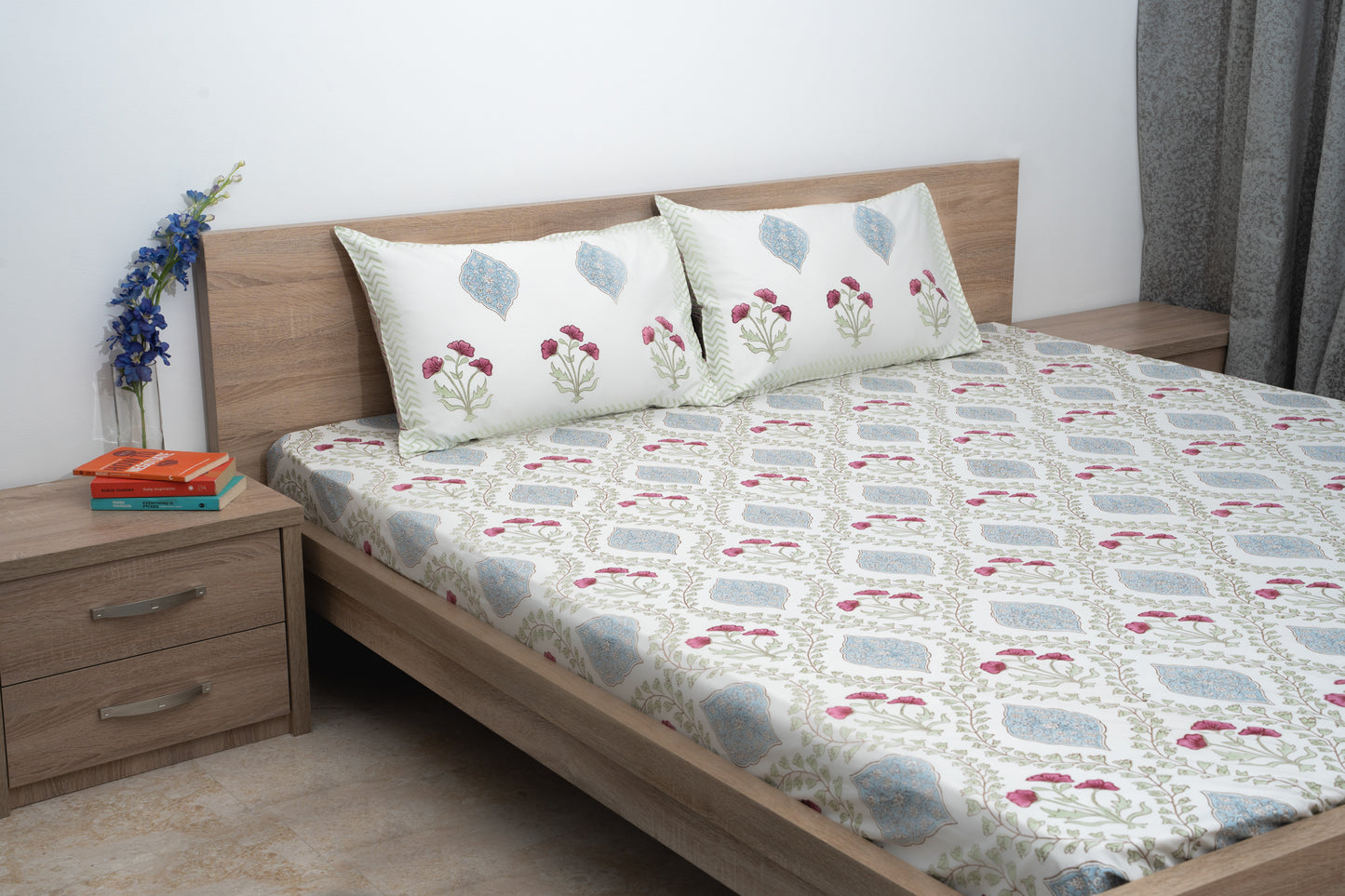 HandBlock Artisan Weave Chevron Floral Bedsheet Set