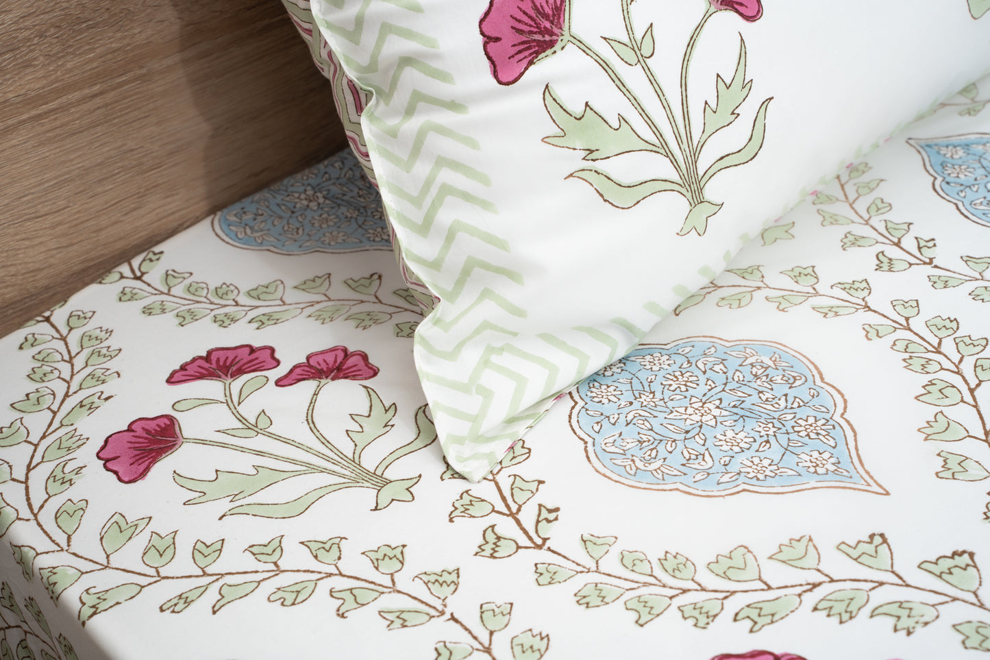 HandBlock Artisan Weave Chevron Floral Bedsheet Set