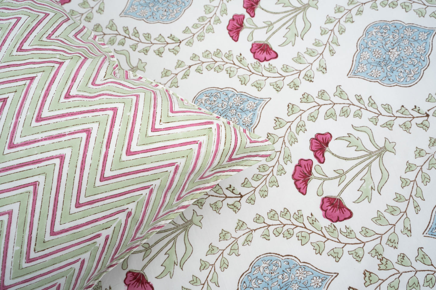 HandBlock Artisan Weave Chevron Floral Bedsheet Set