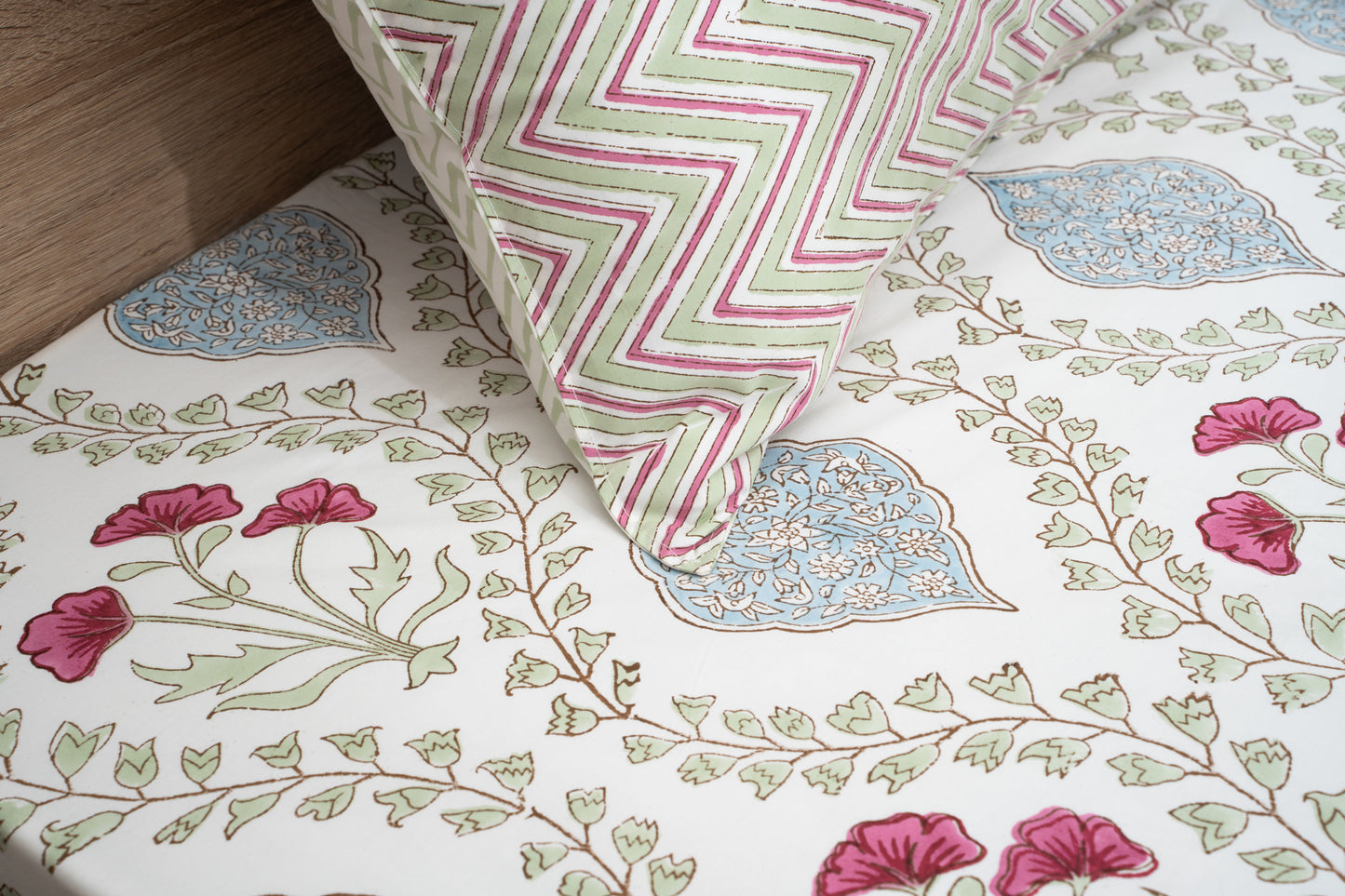 HandBlock Artisan Weave Chevron Floral Bedsheet Set