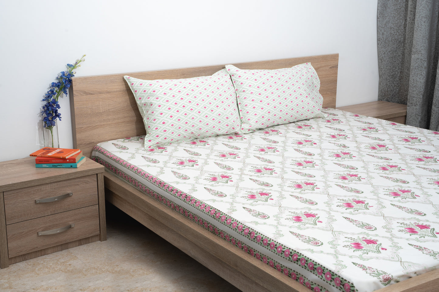 HandBlock Artisan Weave Floral Motifs Bedsheet Set