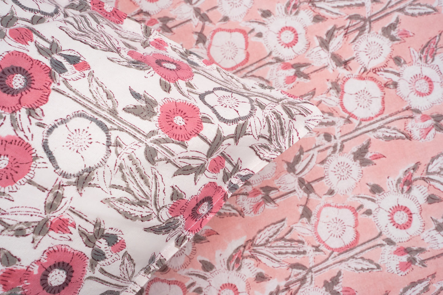 HandBlock Artisan Weave Paisley Light Pink Floral Bedsheet Set