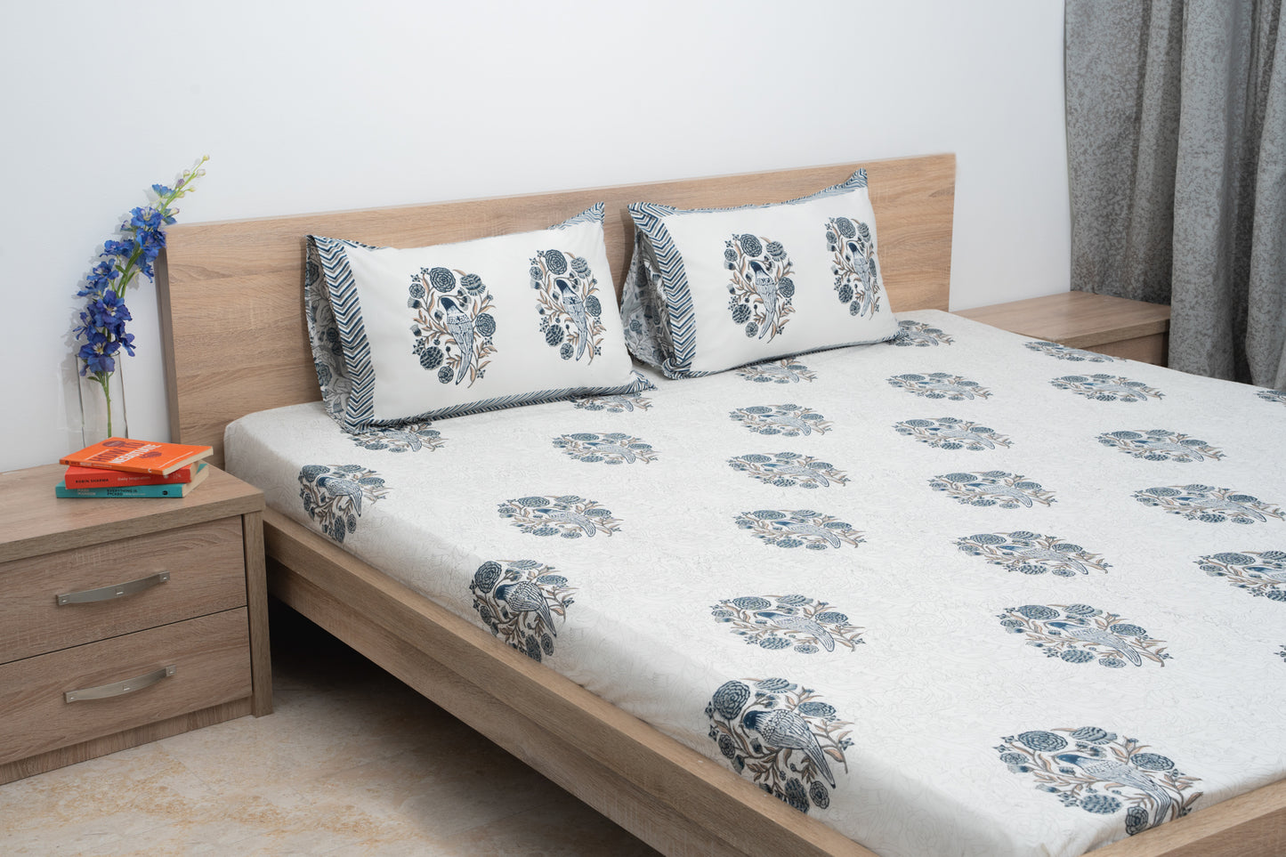 HandBlock Artisan Weave Bird Motifs Bedsheet Set