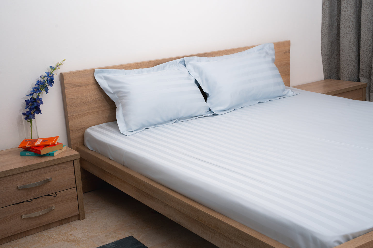 Stripe Comfort Bedsheet Set - Pastel Blue