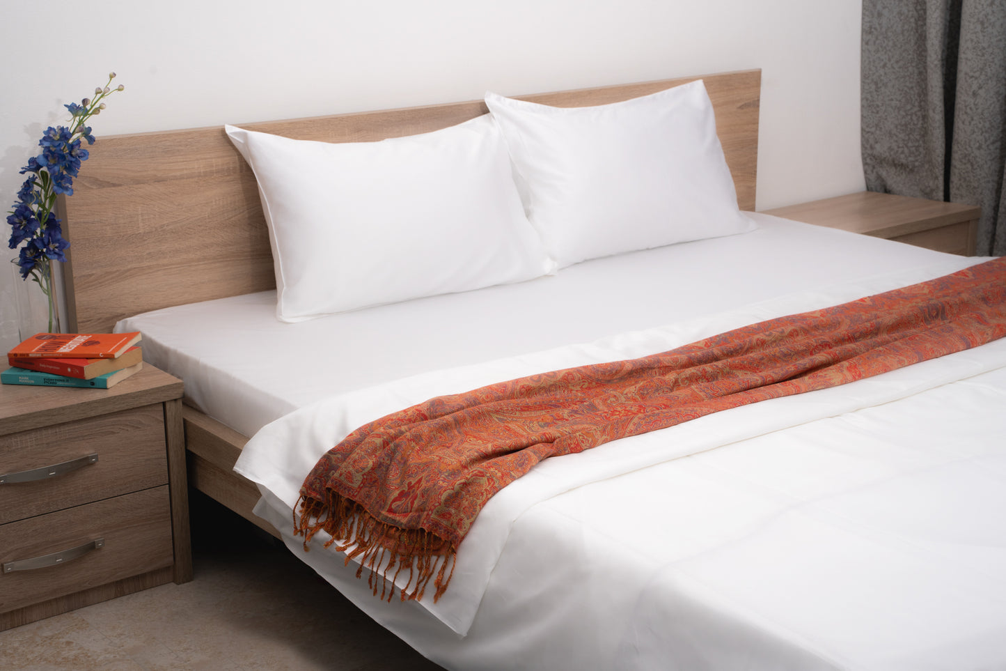 Artisanal Rustic Orange Paisley Camel Wool Throw Blanket – Handcrafted Luxury