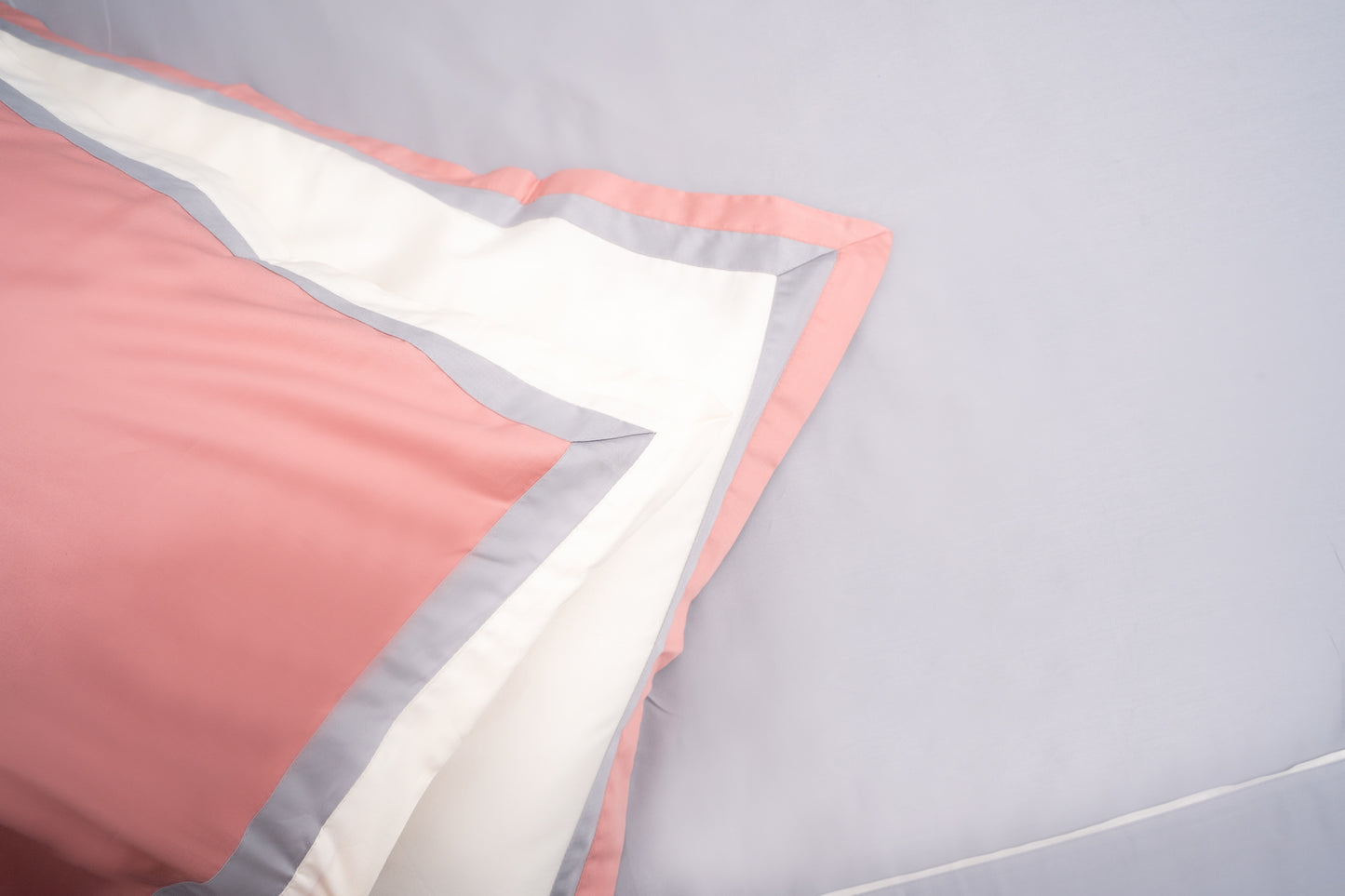 Serene Bedsheet with 2 Sets of Matching Pillow Covers - Grey & Peach
