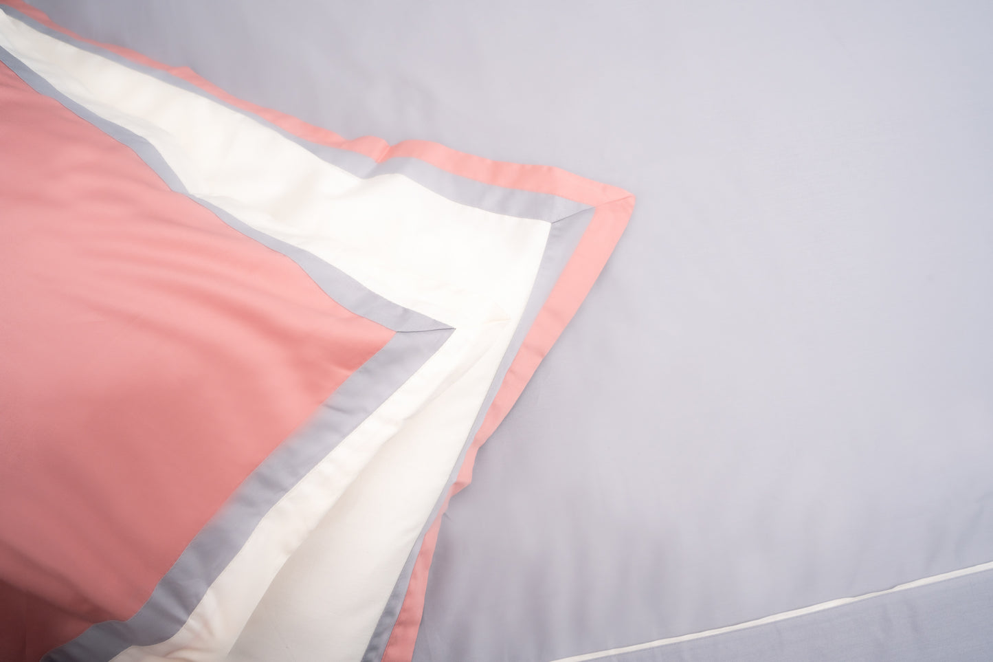 Serene Bedsheet with 2 Sets of Matching Pillow Covers - Grey & Peach