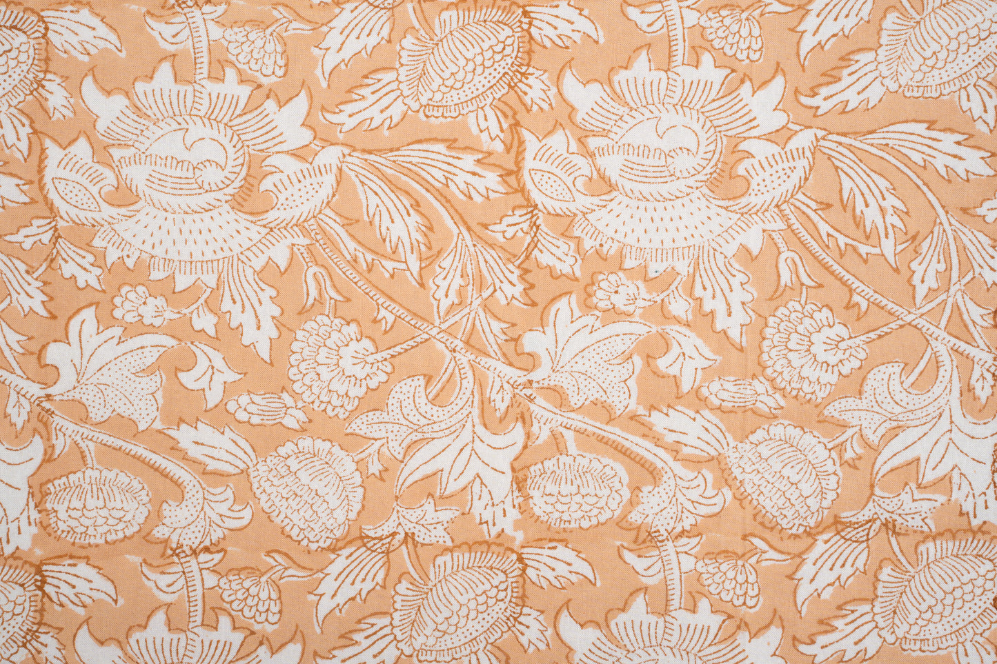 HandBlock Artisan Weave Floral White & Peach Bedsheet Set