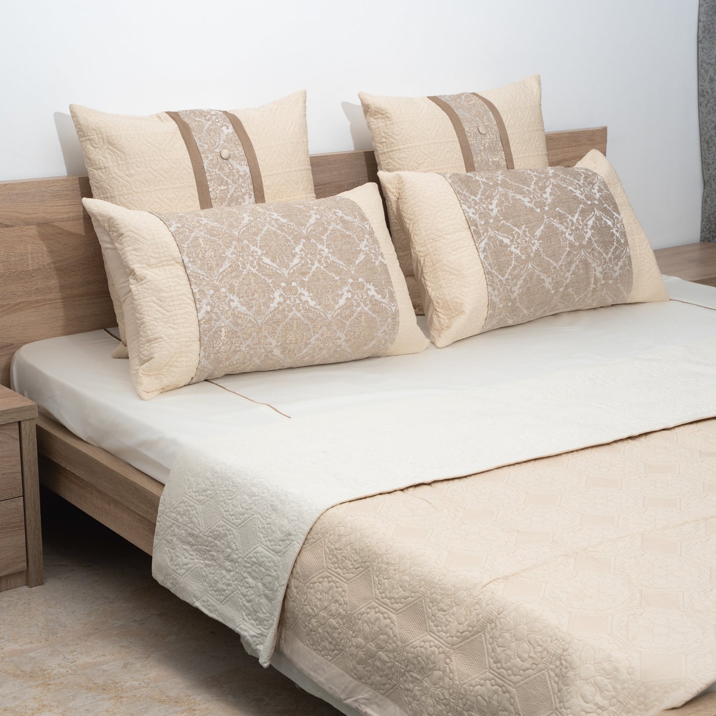 Elysian 5 Piece Quilt Set - Cream