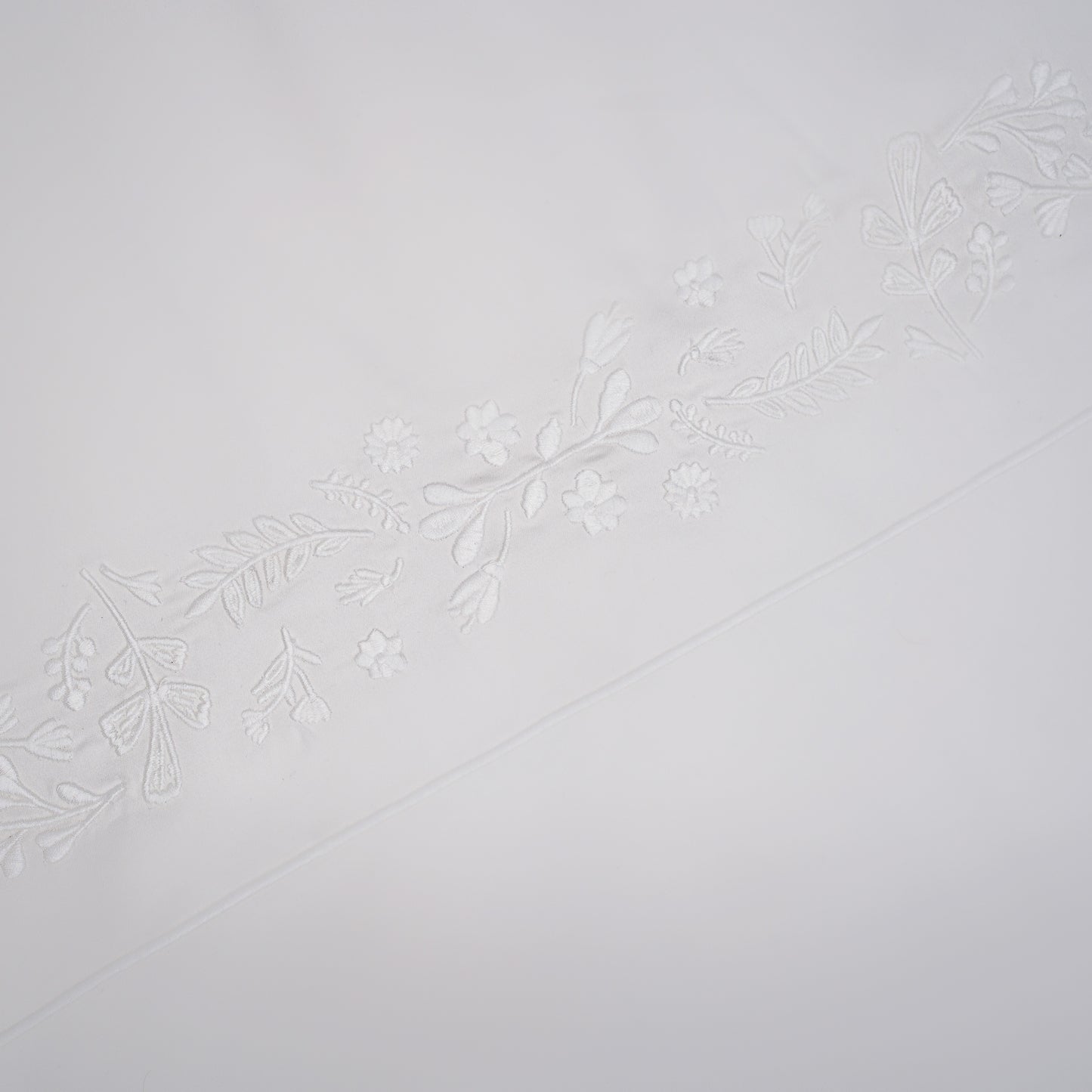 Signature Floral Embroidered White Bedsheet Duvet Cover Set