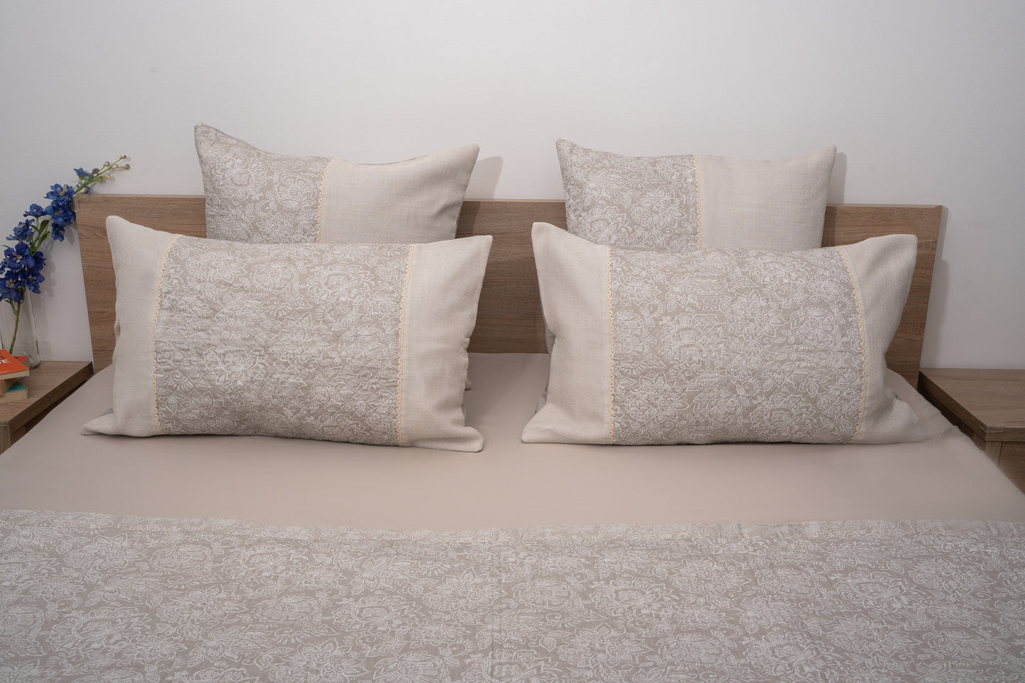 Elysian 5 Piece Quilt Set - Beige & Pale Silver