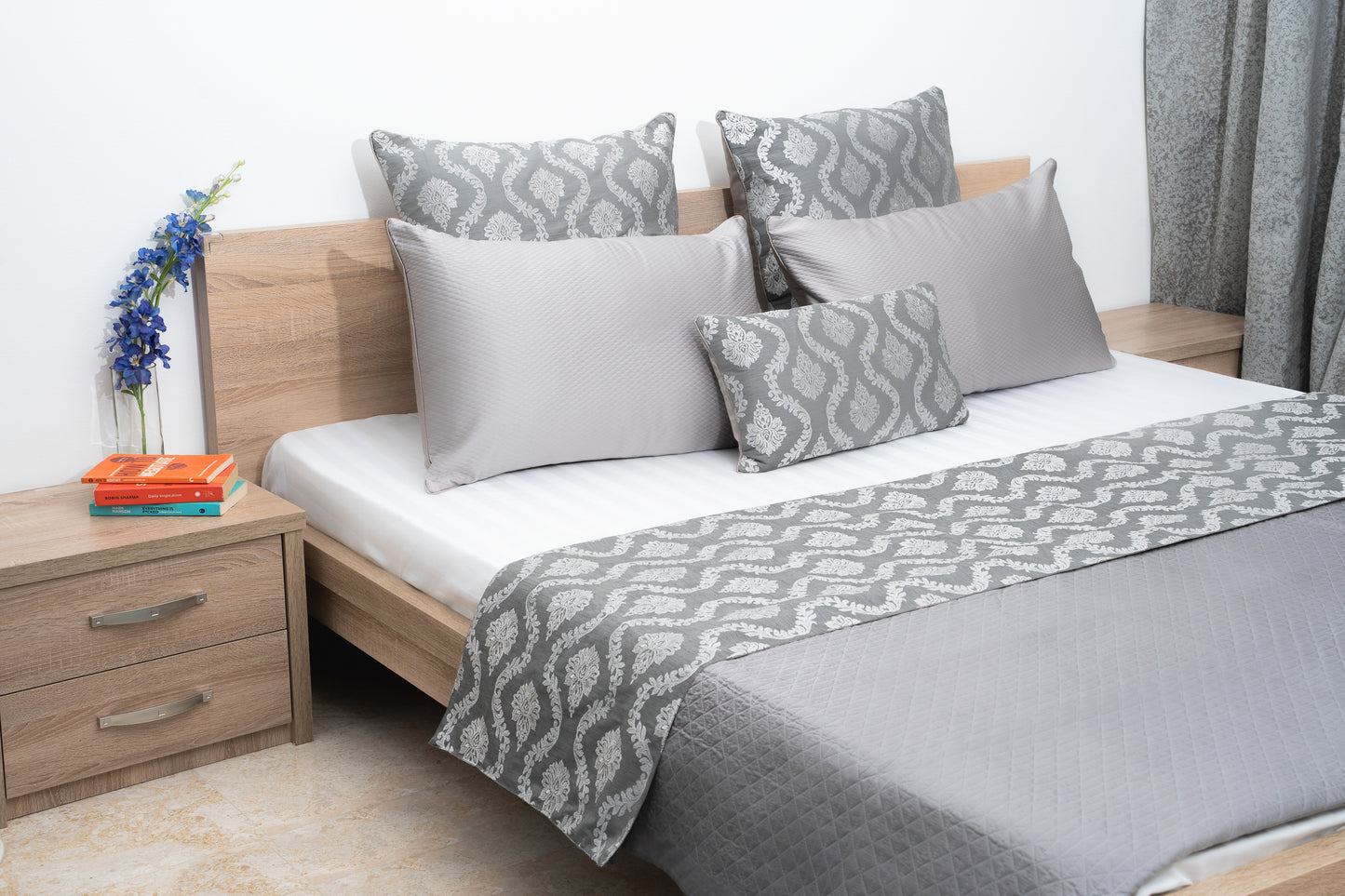 Elysian 7 Piece Quilt Set - Grey & Silver