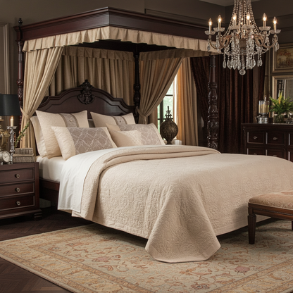 Elysian 5 Piece Quilt Set - Cream
